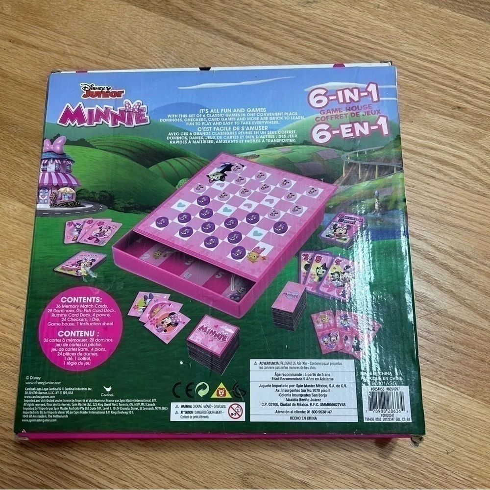 Disney Minnie Mouse 6 in 1 Checkers Card Game Kids Toy